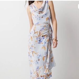 New with Tags on White House Black Market Blue and Gold Floral Midi Dress